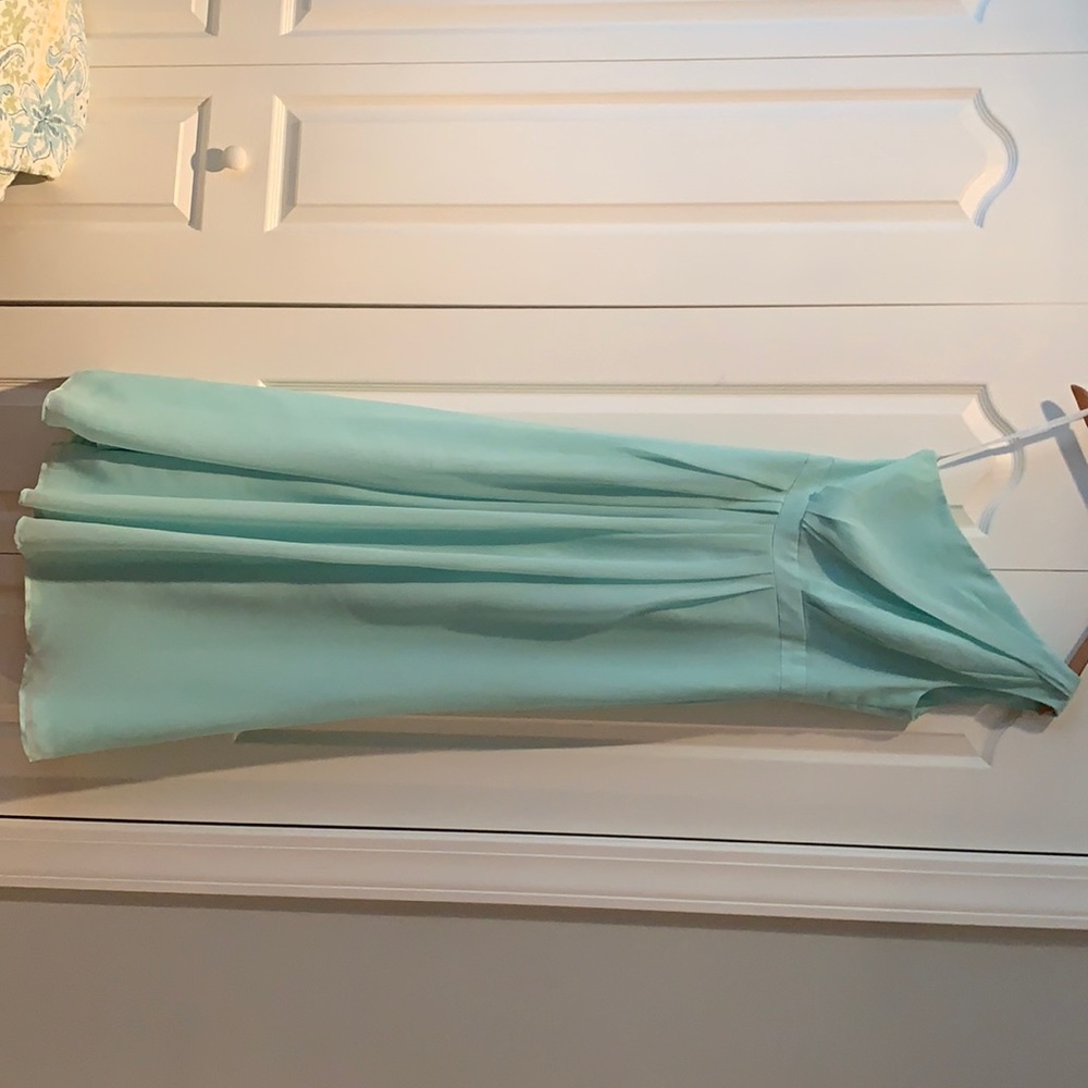 Mint green David’s Bridal size4 one shoulder dress